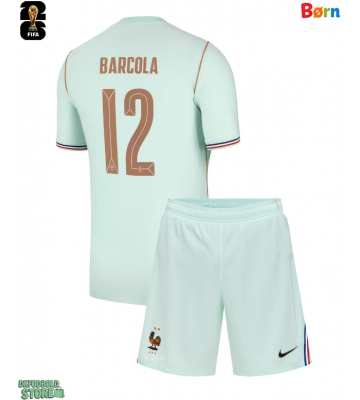 Frankrig Bradley Barcola #12 Replika Babytøj Udebanesæt Børn VM 2026 Kortærmet (+ Korte bukser)